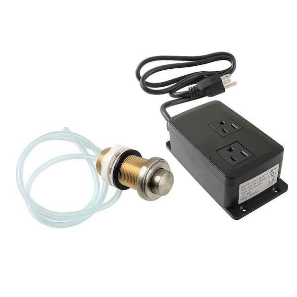 Dual Outlet Garbage Disposal Air Switch Kit, Brushed Nickel